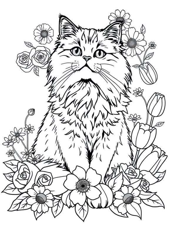 persian cat floral design