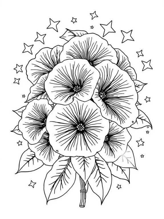 petunias and stars coloring page