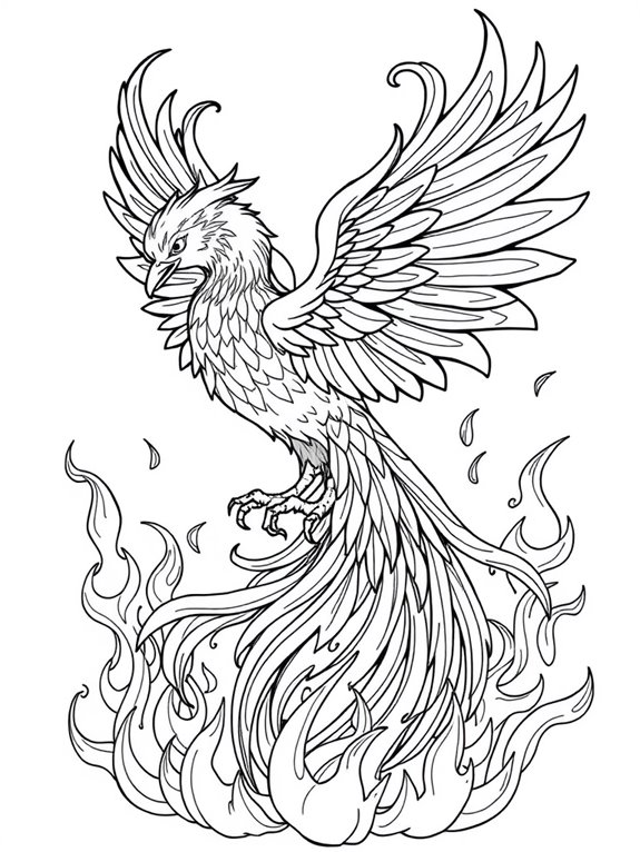 phoenix line art design