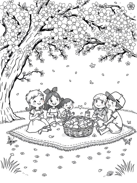 picnic under cherry blossoms