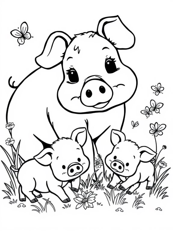 piglet family coloring page