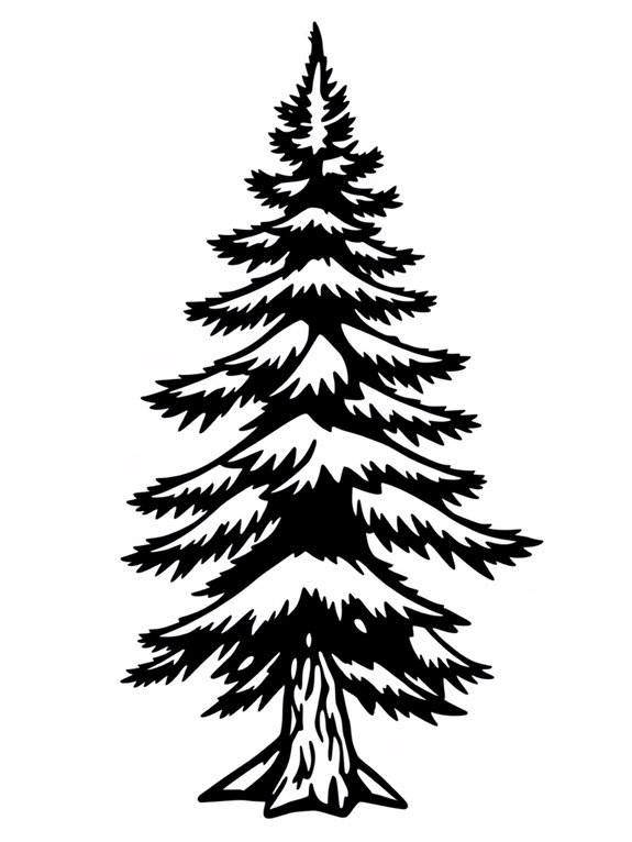 pine tree silhouette coloring page