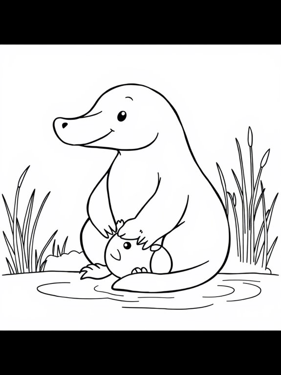 platypus family with baby