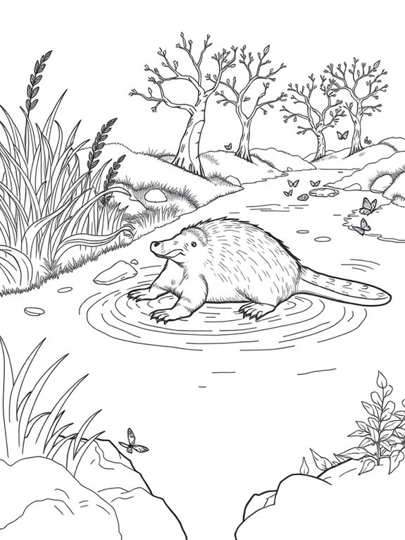 platypus nature line art