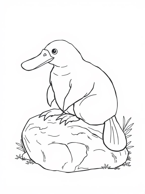 platypus resting on rock