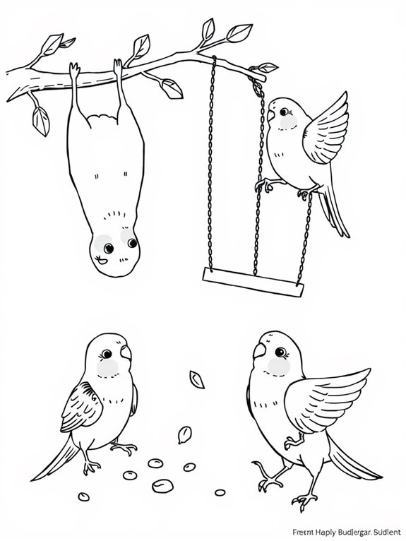 playful budgerigar coloring page