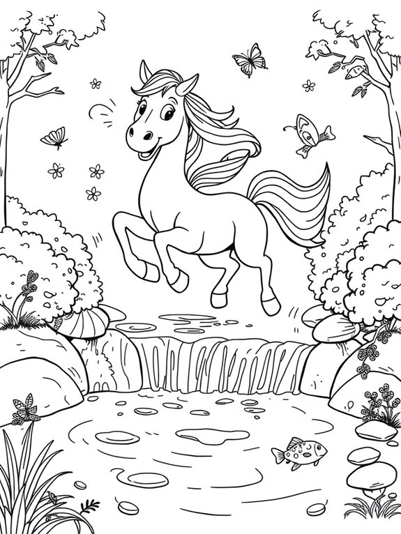 playful centaur leaping stream