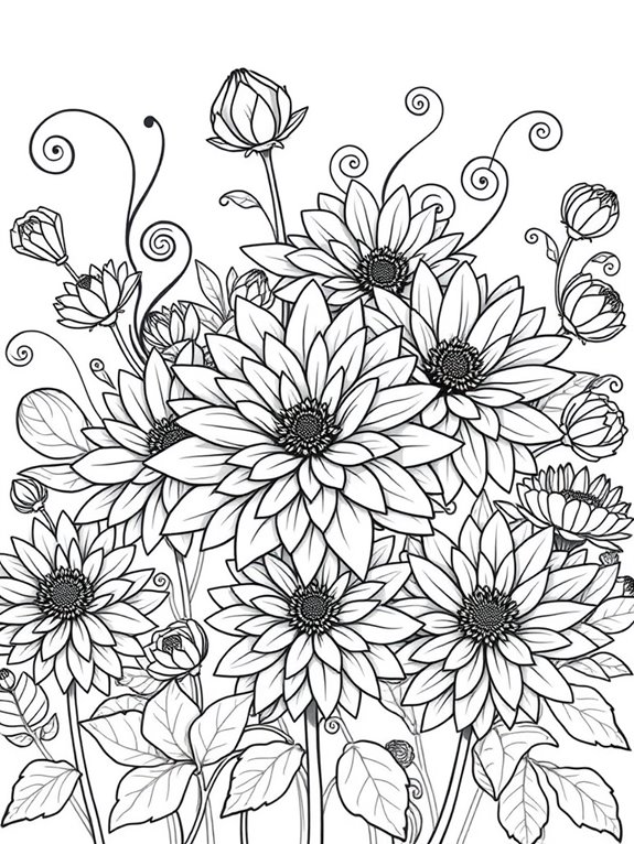 playful chrysanthemum coloring page