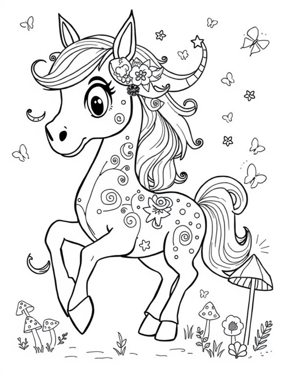 playful elf horse illustration