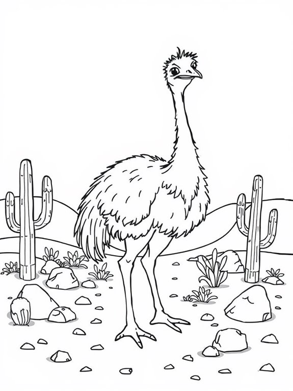 playful emu desert scene