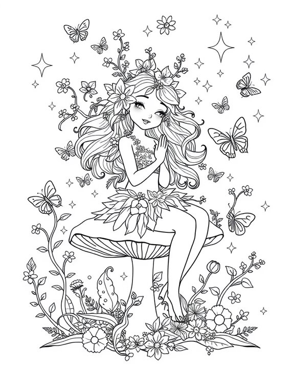 playful fairy coloring page