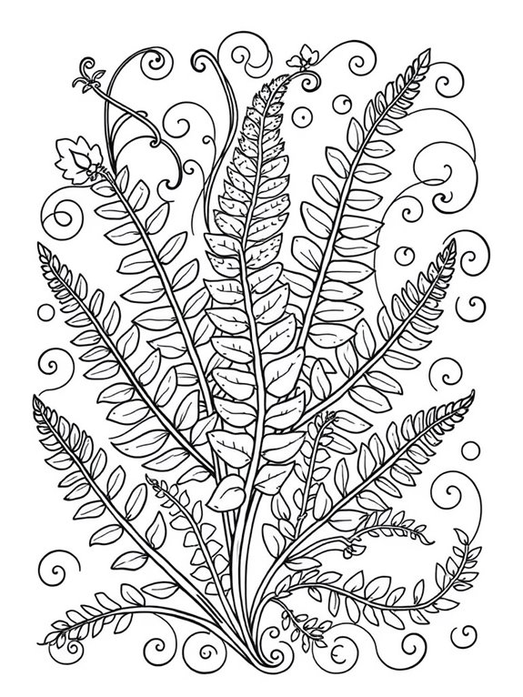 playful ferns coloring page