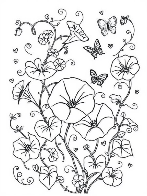 playful floral coloring page