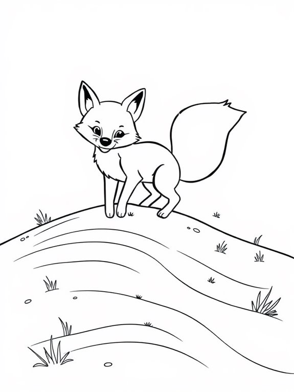 playful fox on sand dunes