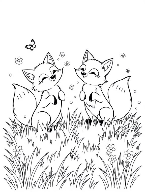 playful foxes coloring fun