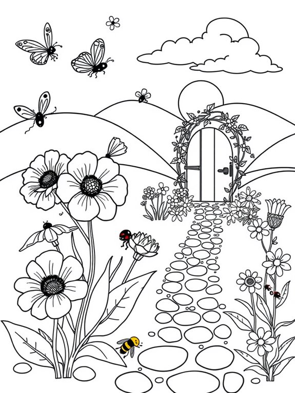 playful garden coloring page