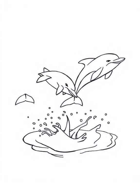 playful jumping dolphins coloring page