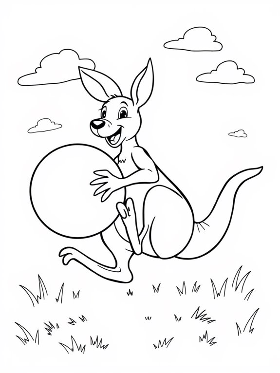 playful kangaroo with ball