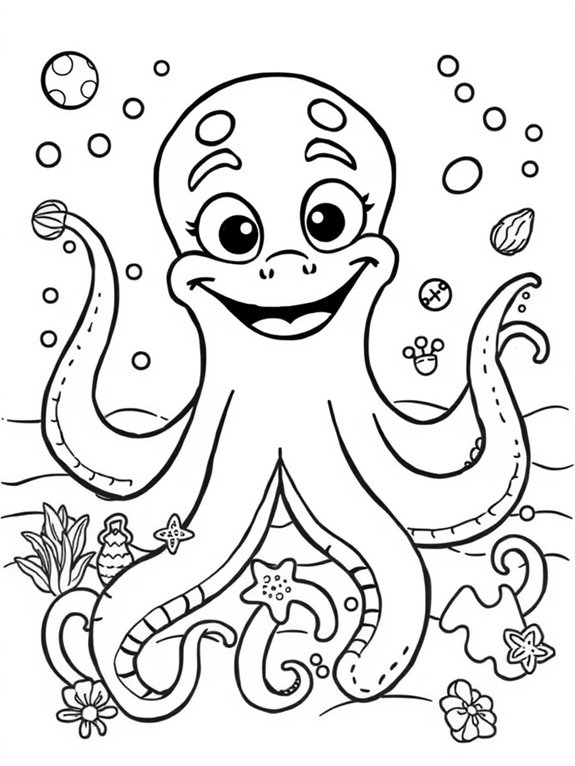 playful kraken coloring page