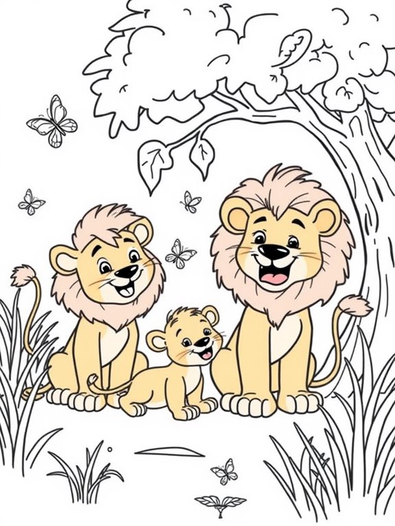 playful lions coloring page