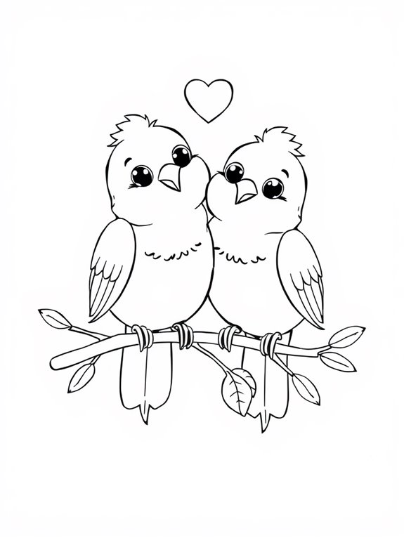 playful lovebird coloring page