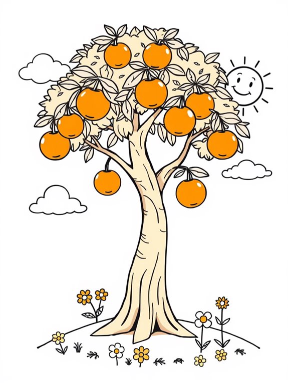 playful orange tree scene