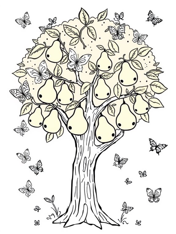 playful pear tree butterflies