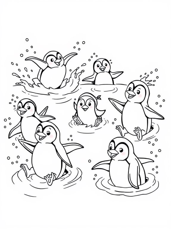 playful penguins in water