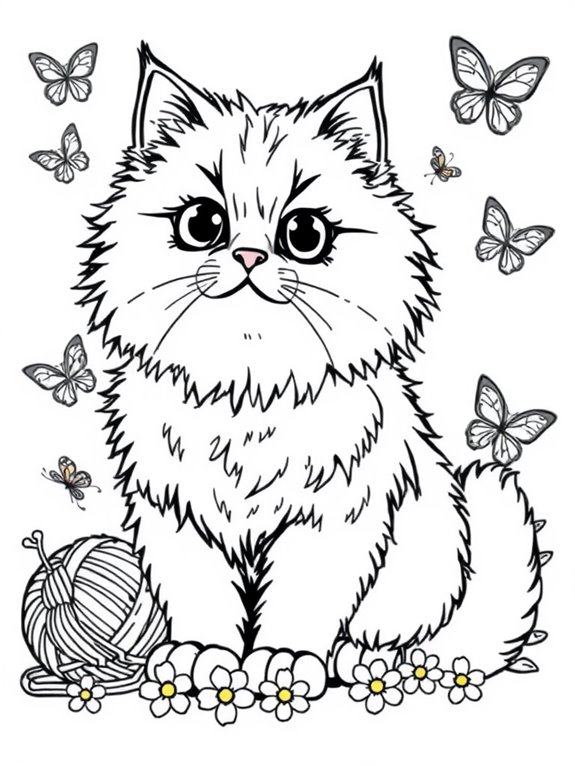 playful persian cat illustration