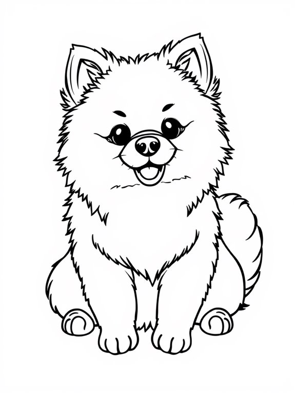 playful pomeranian coloring page