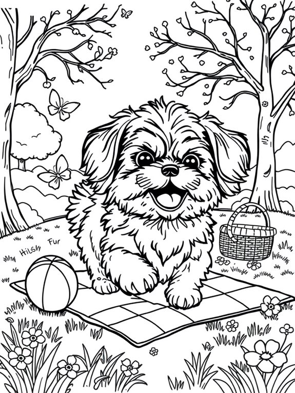 playful shih tzu coloring page