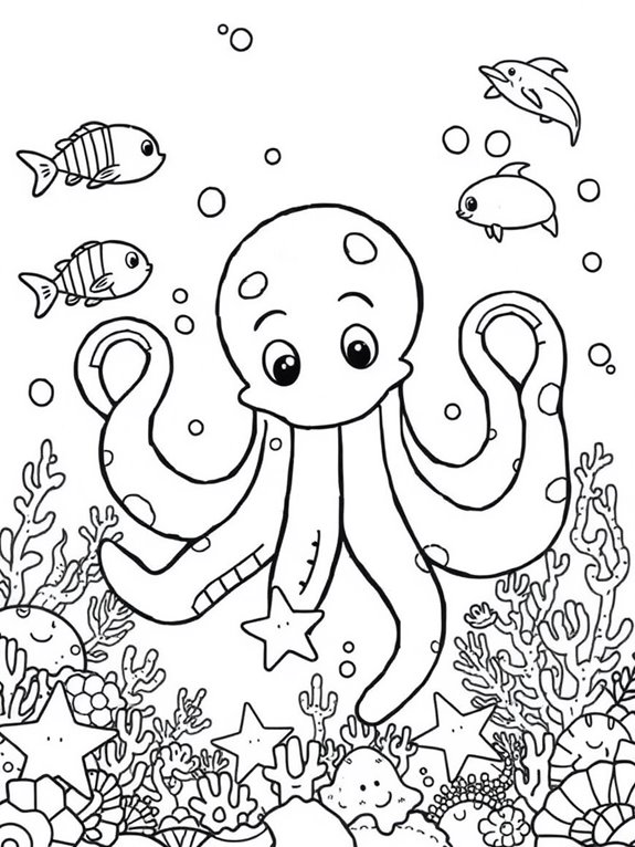 playful underwater kraken scene