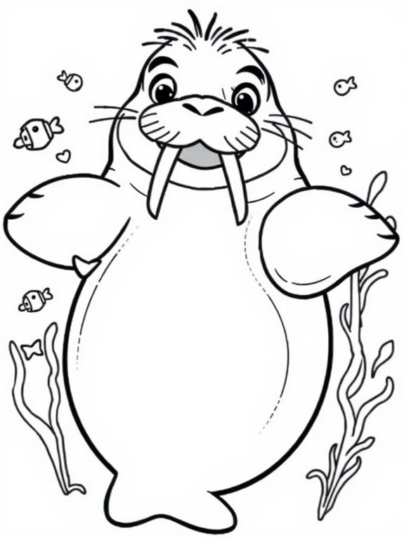 playful walrus coloring page