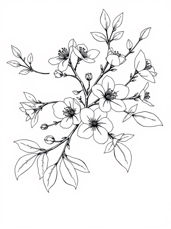 plum tree blossom illustration