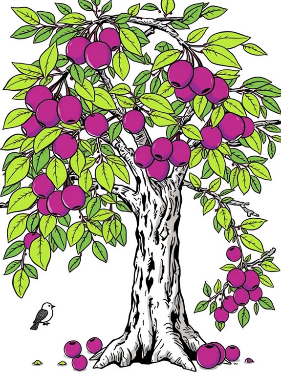 plum tree coloring page