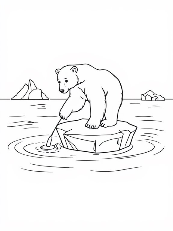 polar bear catching fish