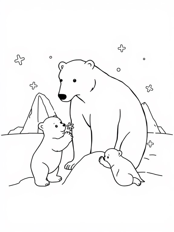 polar bear family coloring page