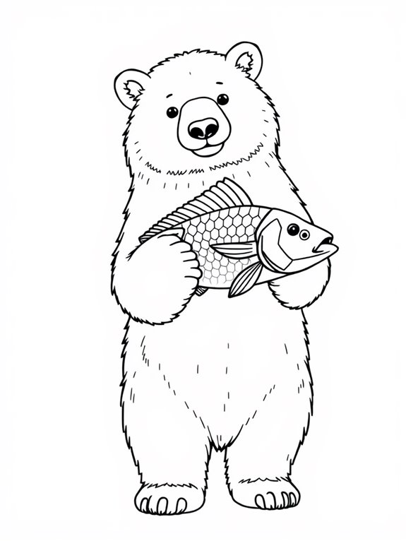 polar bear with fish