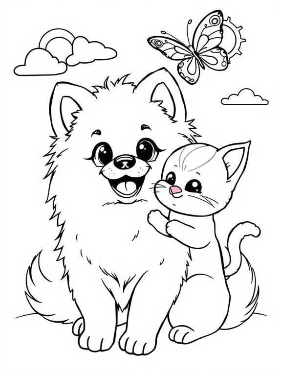 pomeranian and friend coloring page