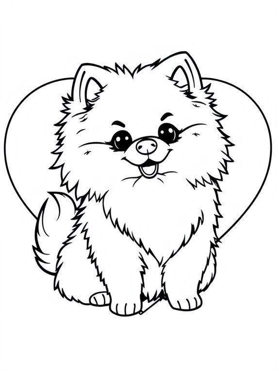 pomeranian heart coloring page