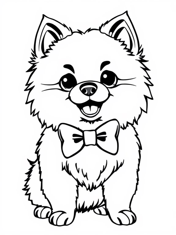 pomeranian with bowtie illustration