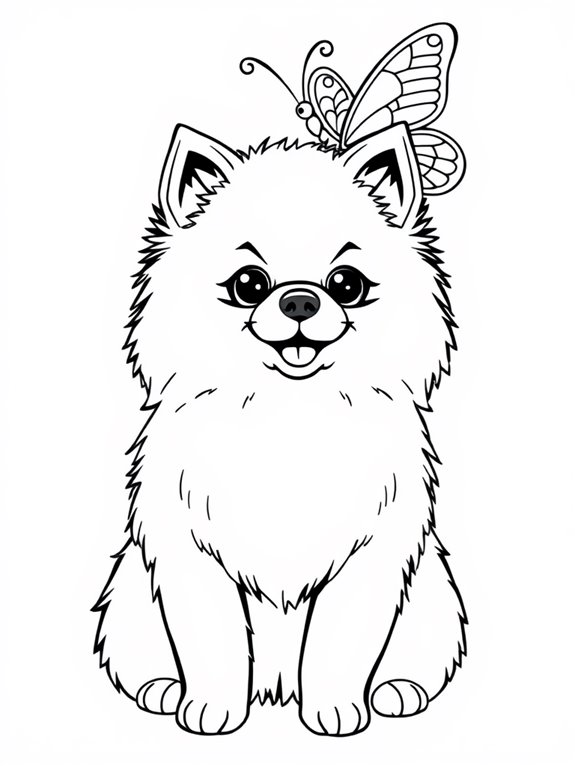 pomeranian with butterfly illustration