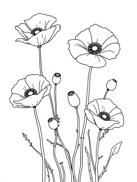 poppies coloring page design