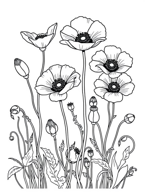 poppy flower coloring activity