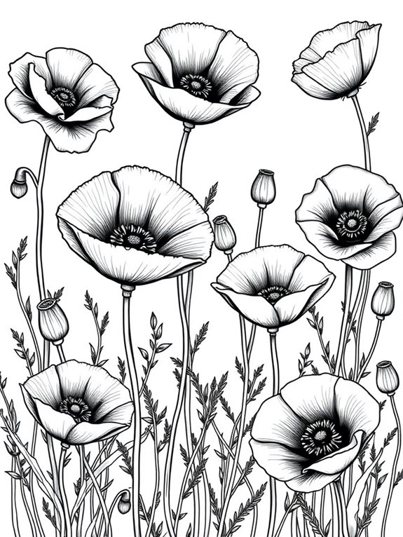 poppy flower coloring page