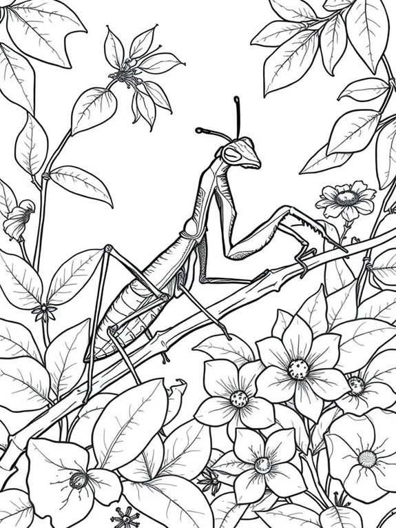 praying mantis nature coloring