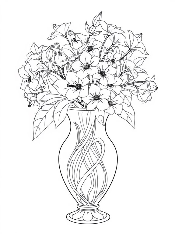 primroses vase coloring page