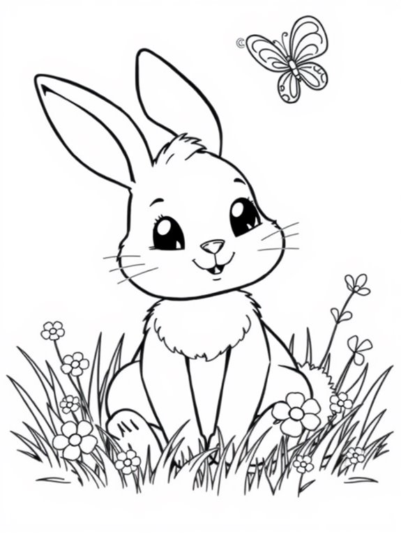 rabbit and butterfly coloring