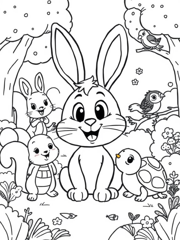 rabbit coloring page friends