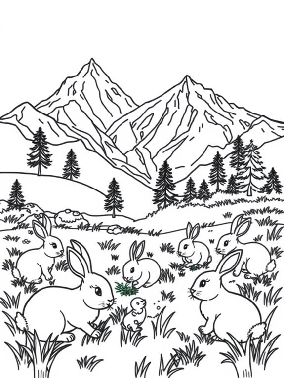 rabbits in grassy mountains